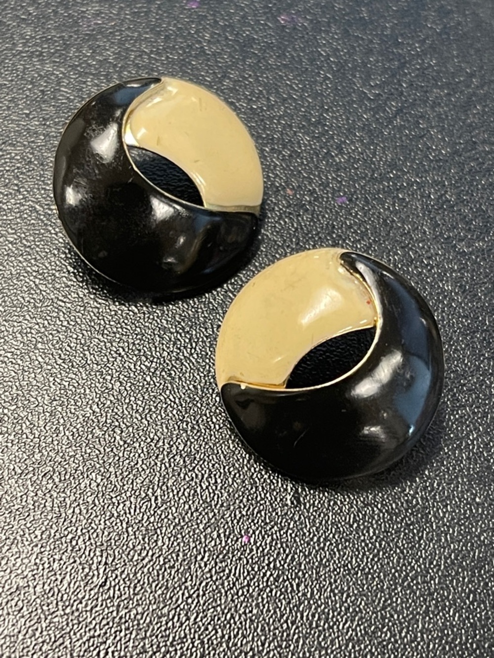 Black and Cream Circular Statement Earrings - Classic Two-Tone Women Jewelry-A1